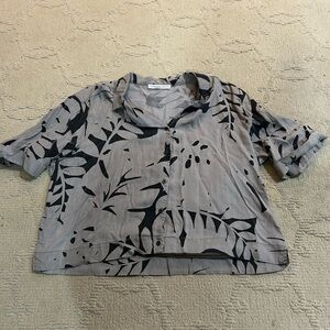 Madewell Black Leaf Pattern Button Down Shirt